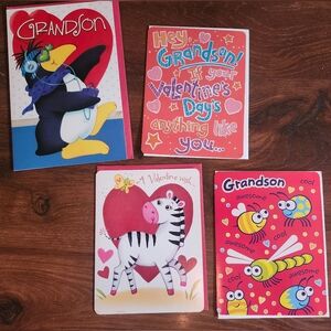 Bundle Of 4 Valentine's Day Greeting Cards. 3 Of Them Are For Grandson.